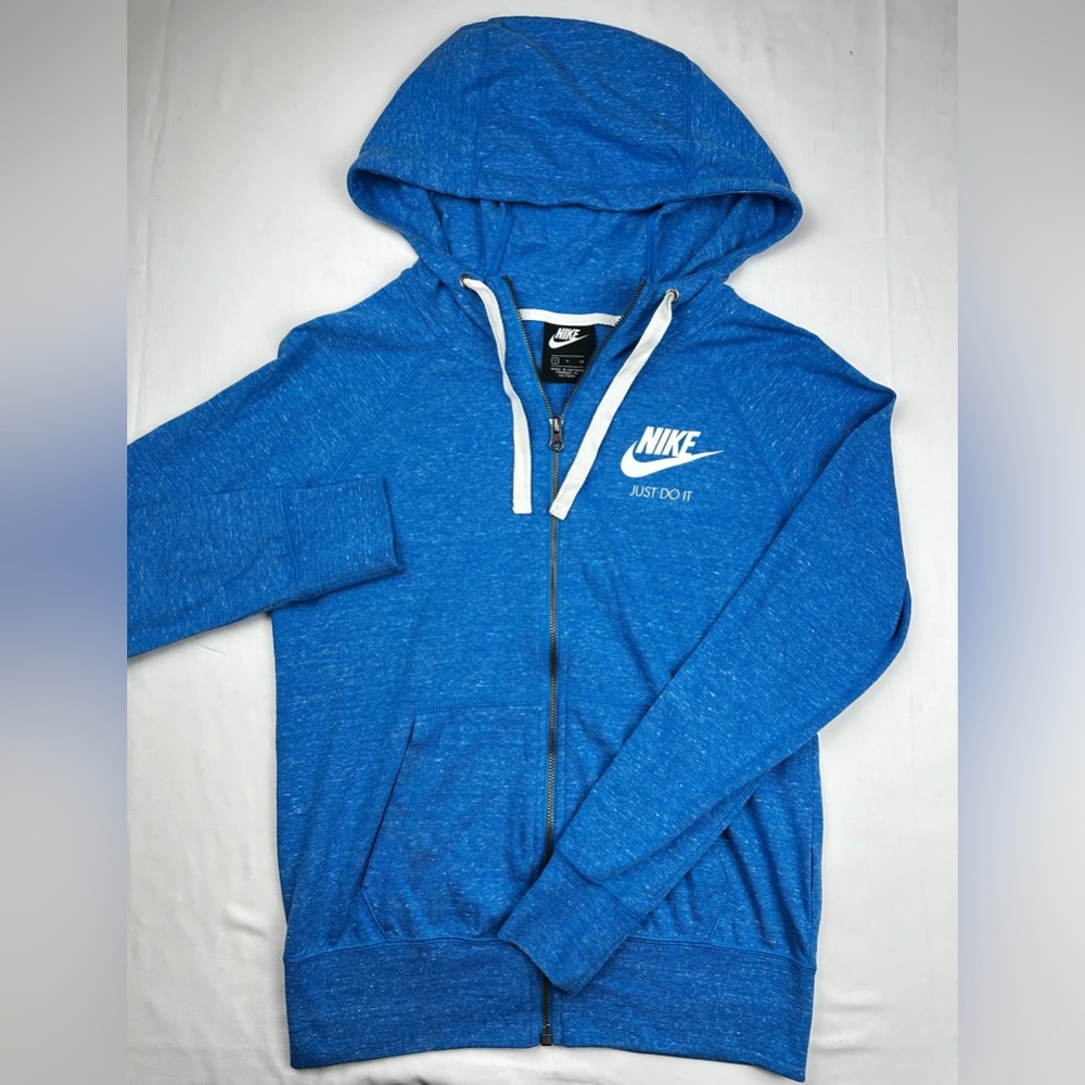 Nike Heather Blue Hoodieโ full zip with White Accents size Small